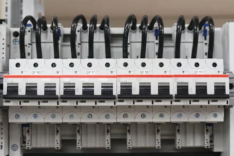 Installation of electric power switches. Stock Photos