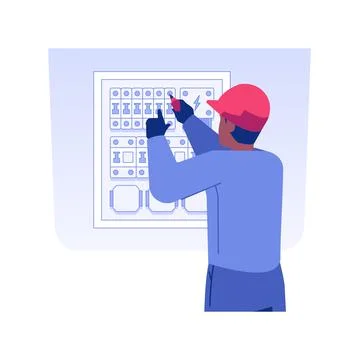 Installation of electrical equipment isolated concept vector illustration. Stock Illustration