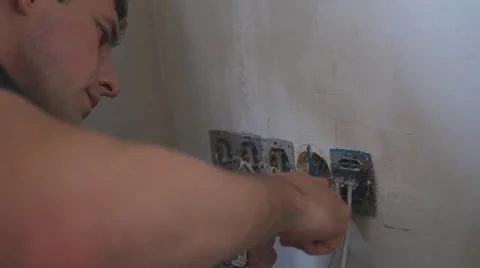 Installation of electrical outlets Stock Footage 68931449