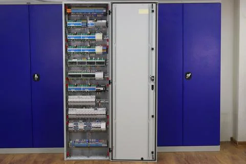 Installation of an electrical panel. Stock Photos