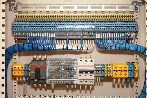 Installation of an electrical panel Stock Photos
