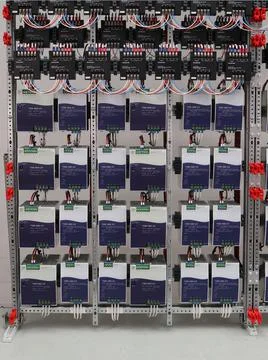 Installation of an electrical panel. Stock Photos