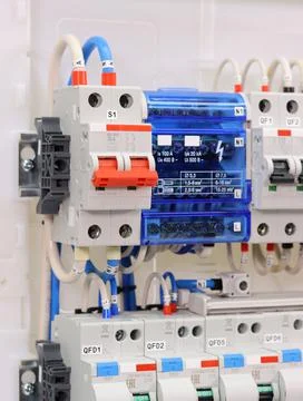 Installation of an electrical panel. Stock Photos