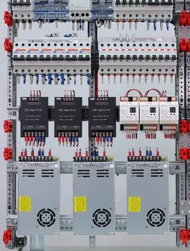 Installation of an electrical panel. Stock Photos