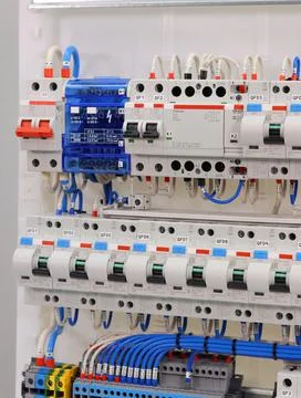 Installation of an electrical panel. Stock Photos