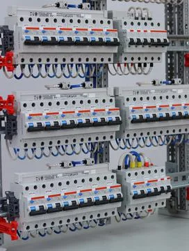 Installation of an electrical panel. Stock Photos