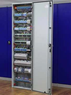 Installation of an electrical panel. Stock Photos
