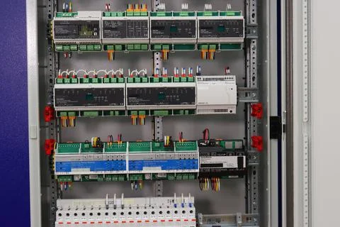 Installation of an electrical panel. Stock Photos