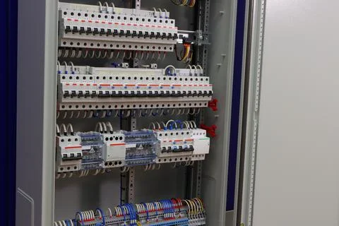 Installation of an electrical panel. Stock Photos