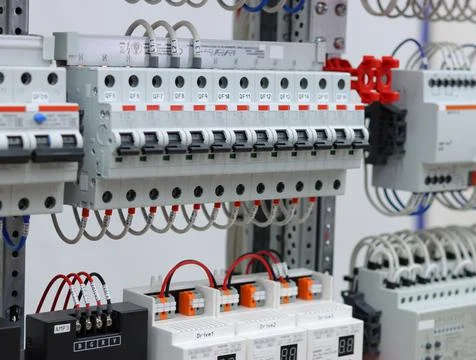 Installation of an electrical panel. Stock Photos