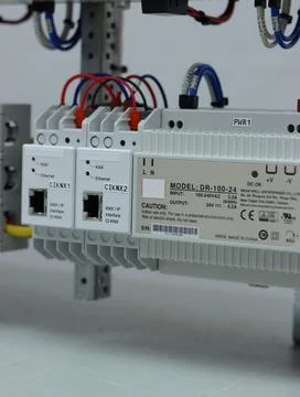 Installation of an electrical panel. Stock Photos