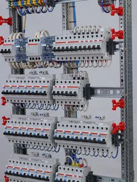 Installation of an electrical panel. Stock Photos