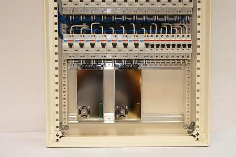Installation of an electrical panel. Stock Photos