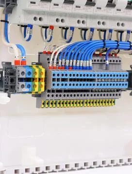 Installation of an electrical panel. Stock Photos