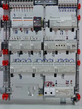 Installation of an electrical panel. Stock Photos