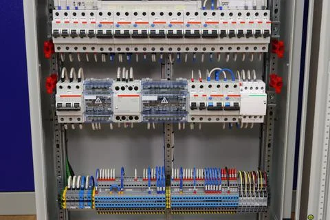 Installation of an electrical panel. Stock Photos