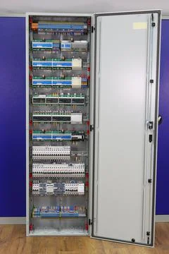 Installation of an electrical panel. Stock Photos
