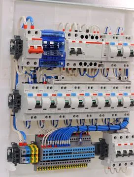 Installation of an electrical panel. Stock Photos