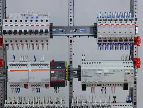 Installation of an electrical panel. Stock Photos
