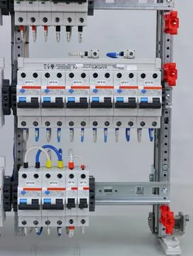 Installation of an electrical panel. Stock Photos