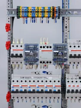 Installation of an electrical panel. Stock Photos