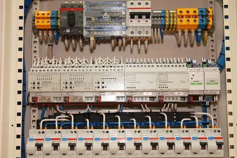 Installation of an electrical panel. Stock Photos