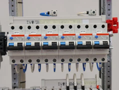 Installation of an electrical panel. Stock Photos