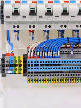 Installation of an electrical panel. Stock Photos