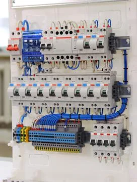 Installation of an electrical panel. Stock Photos