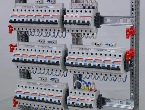 Installation of an electrical panel. Stock Photos