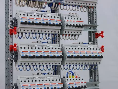 Installation of an electrical panel. Stock Photos