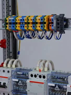 Installation of an electrical panel. Stock Photos