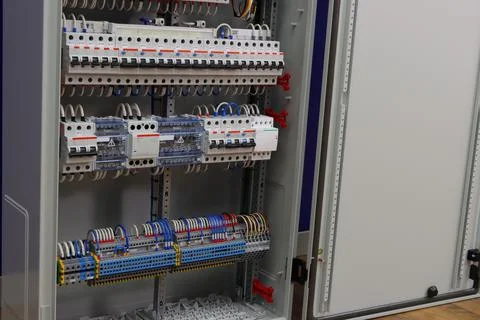 Installation of an electrical panel. Stock Photos