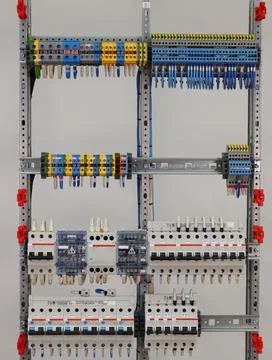 Installation of an electrical panel. Stock Photos