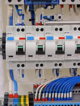Installation of an electrical panel. Stock Photos