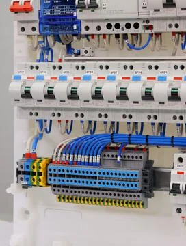 Installation of an electrical panel. Stock Photos