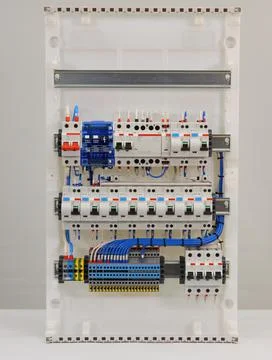 Installation of an electrical panel. Stock Photos