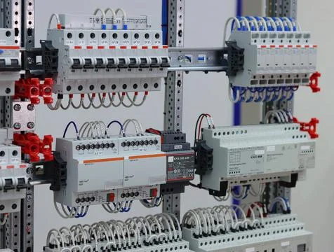 Installation of an electrical panel. Stock Photos