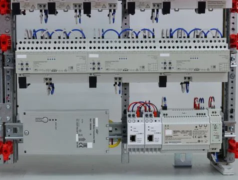 Installation of an electrical panel. Stock Photos