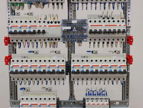 Installation of an electrical panel. Stock Photos