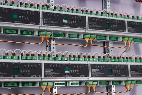 Installation of an electrical panel. Stock Photos