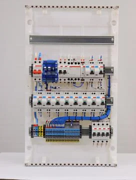 Installation of an electrical panel. Stock Photos