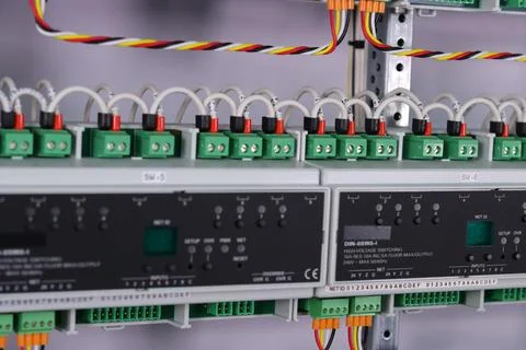 Installation of an electrical panel. Stock Photos