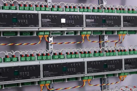 Installation of an electrical panel. Stock Photos