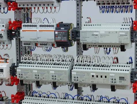 Installation of an electrical panel. Stock Photos