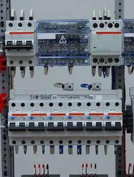 Installation of an electrical panel. Stock Photos