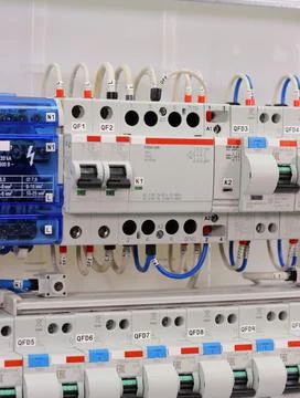 Installation of an electrical panel. Stock Photos