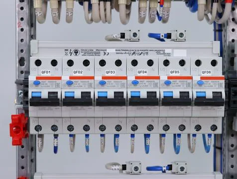 Installation of an electrical panel. Stock Photos