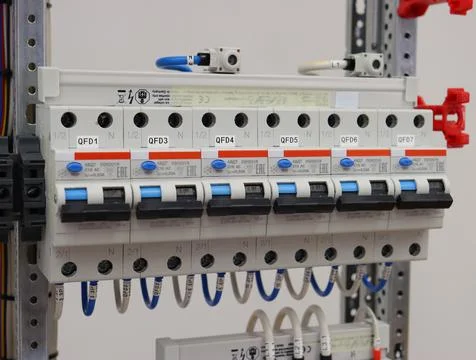 Installation of an electrical panel. Stock Photos