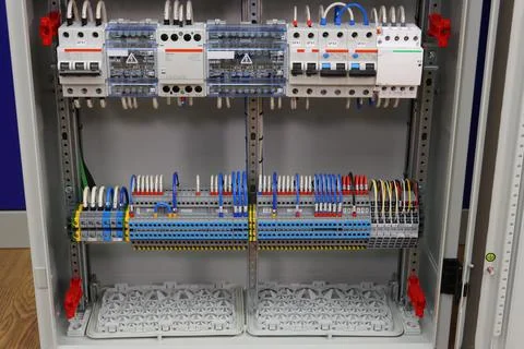 Installation of an electrical panel. Stock Photos